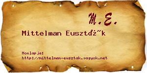 Mittelman Euszták névjegykártya